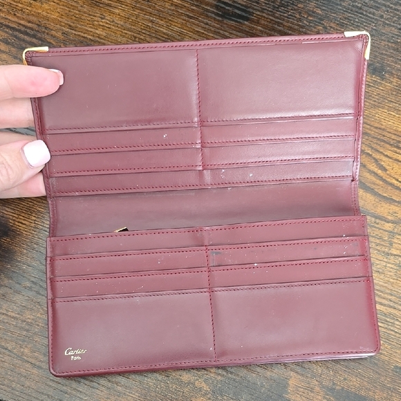 Cartier Maroon Leather Card Holder with Gold Logo - Picture 7 of 12